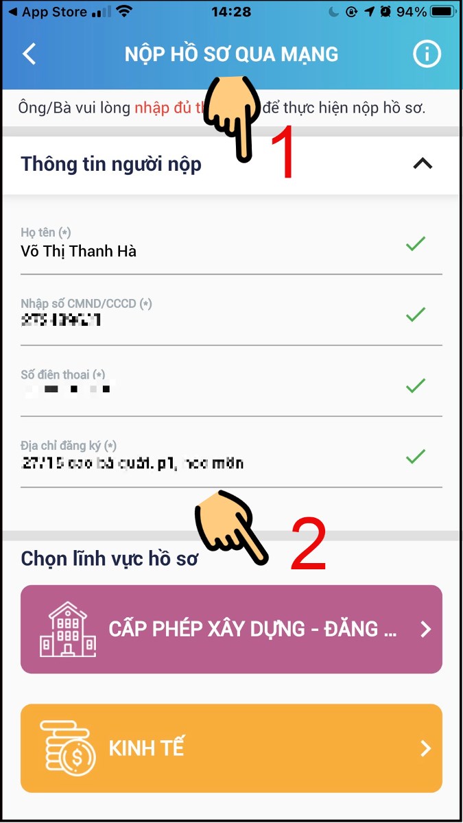 Hướng dẫn nộp hồ sơ thủ tục qua mạng với app Hóc Môn Trực Tuyến