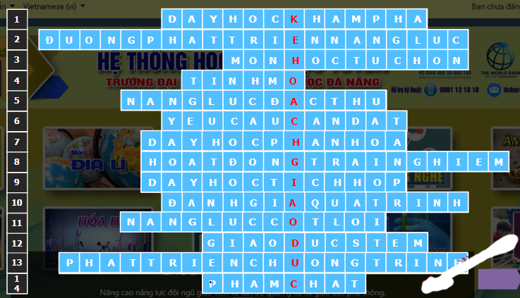 Đáp án câu hỏi ô chữ module 4