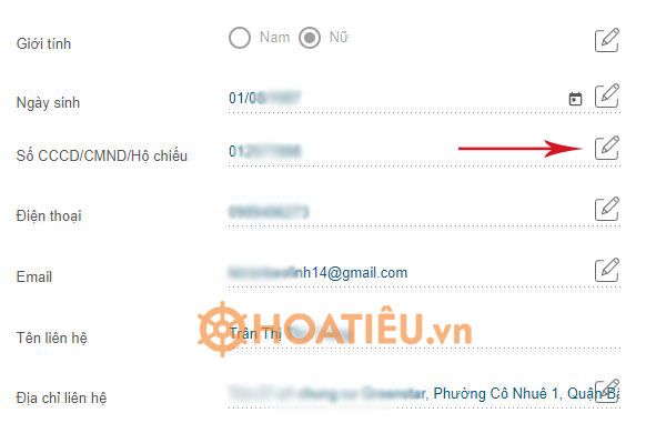 Cách sửa thông tin cá nhân trên VssID