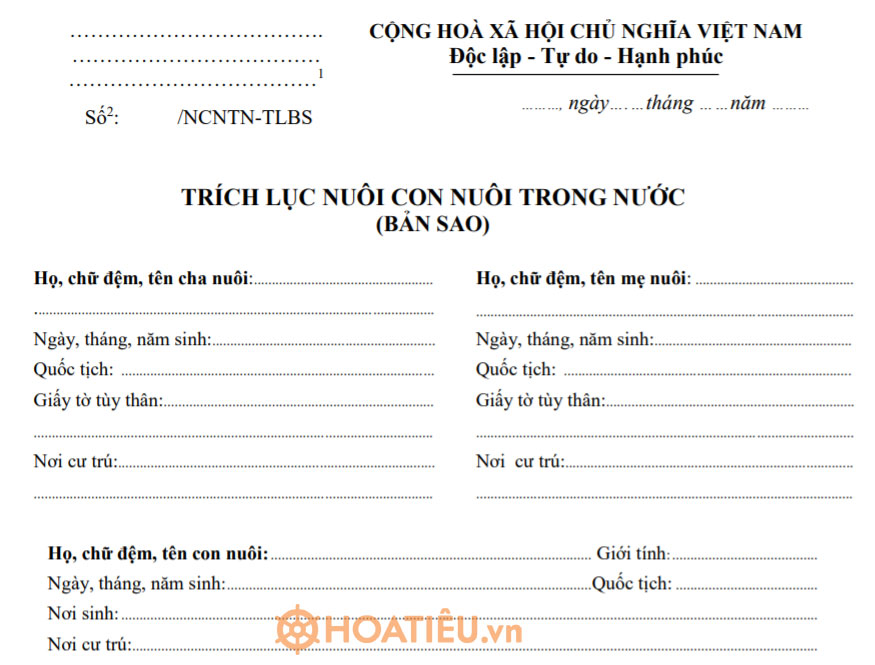 Trích lục nuôi con nuôi trong nước