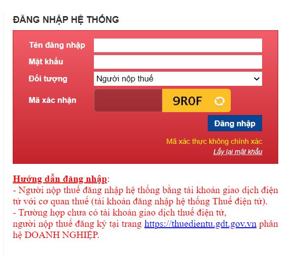 Không vào được trang thuế điện tử