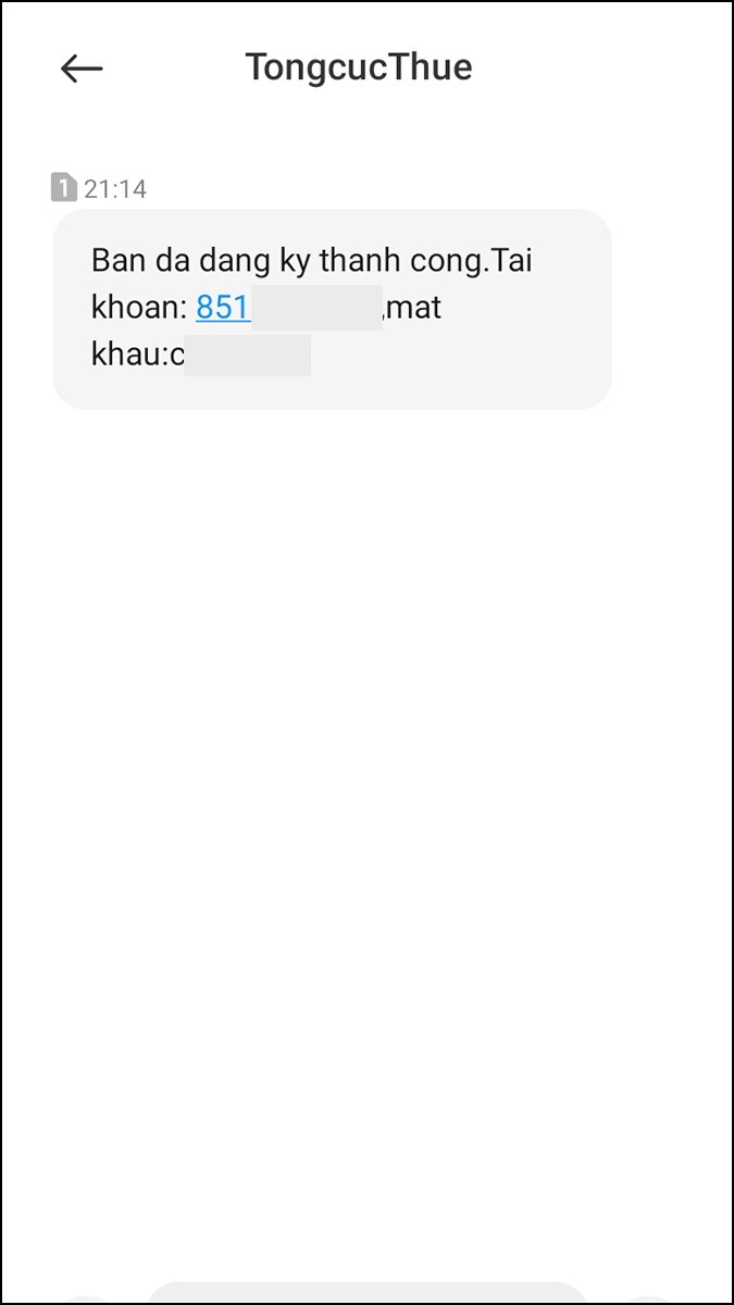 Bước 5: Hệ thống sẽ hiển thị thông báo đăng ký thành công