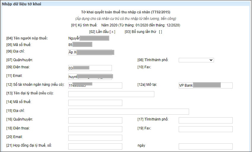 Hướng dẫn hoàn thuế thu nhập cá nhân cuối năm 2021
