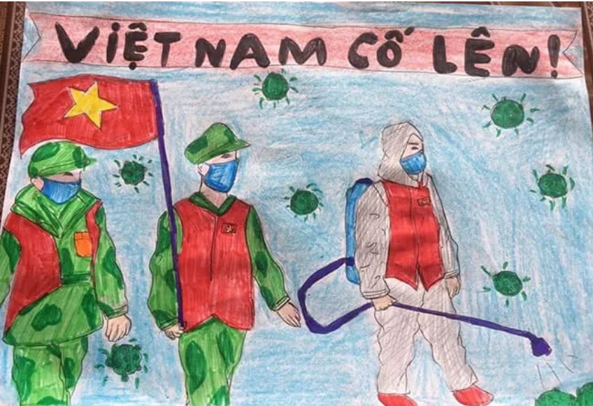 Tranh vẽ cháu yêu chú bộ đội