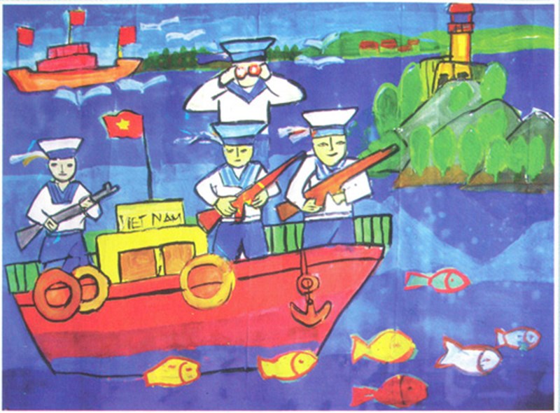 Vẽ tranh chủ đề em yêu chú bộ đội