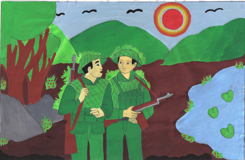 Mẫu vẽ tranh chủ đề chú bộ đội đẹp 2021