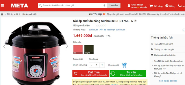 Hướng dẫn đặt hàng trên website META.vn