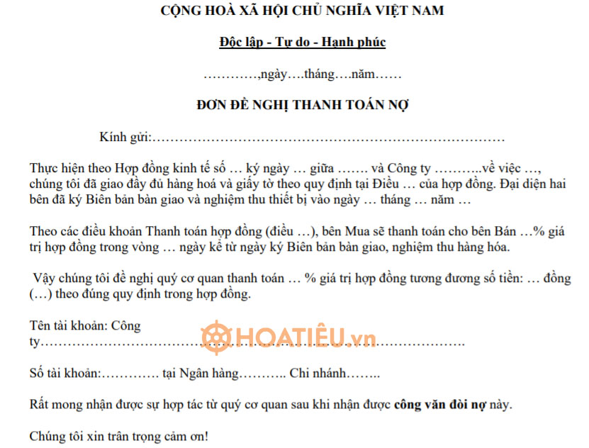 Mẫu công văn đòi nợ