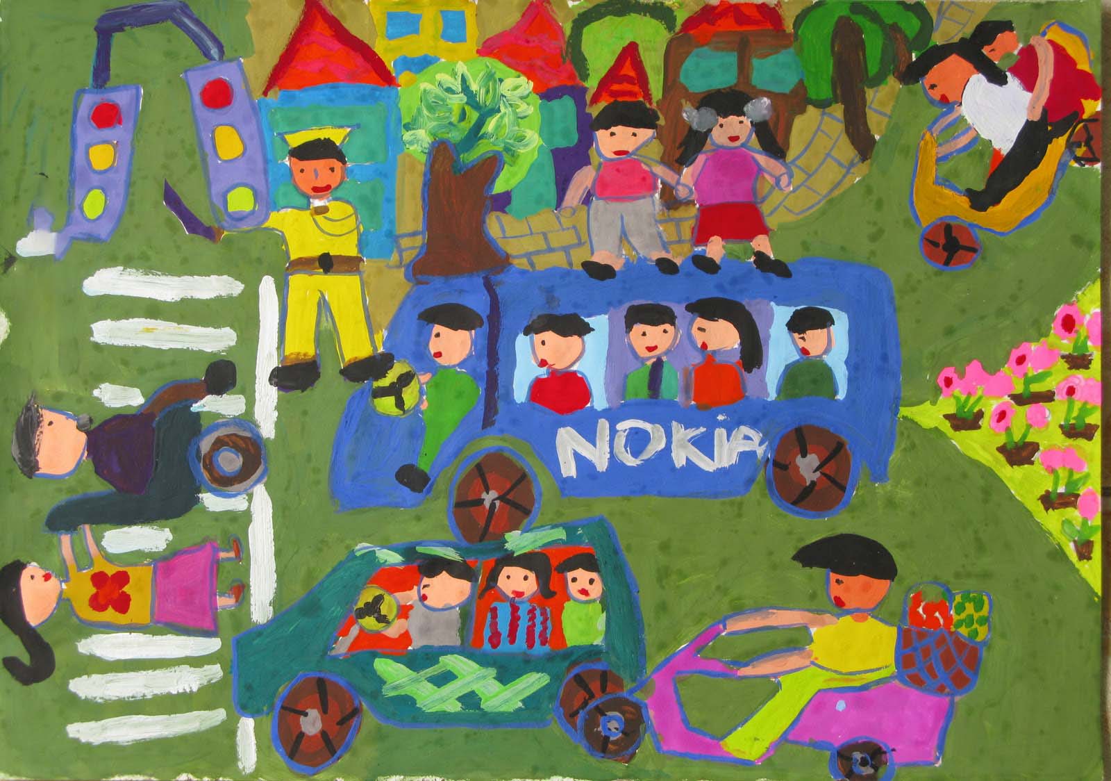 Vẽ tranh điều ước của em khi tham gia giao thông