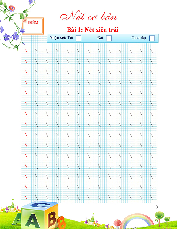 Mẫu vở tập tô nét cơ bản lớp 1