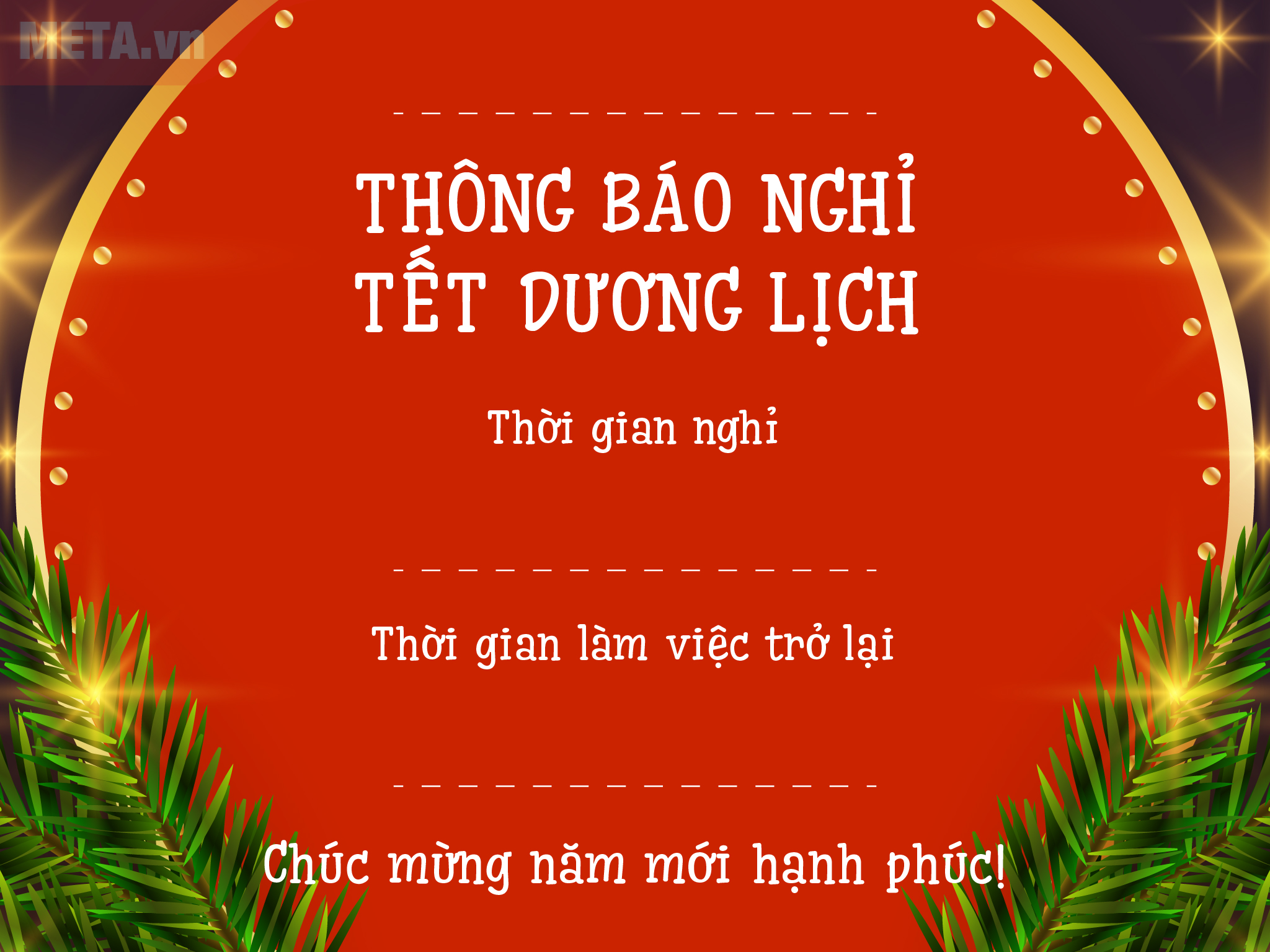 Thông báo nghỉ tết dương lịch đẹp mắt