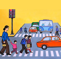 Bình đang điều khiển xe đạp trên đường một chiều, đến gần đoạn đường giao nhau với ngã tư