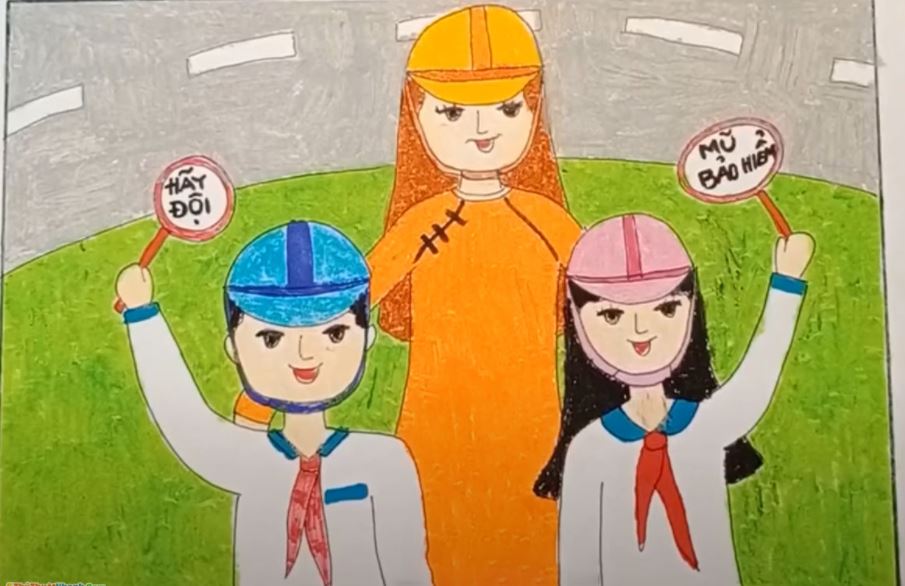 Vẽ tranh đội mũ xinh bảo vệ chúng mình đẹp nhất