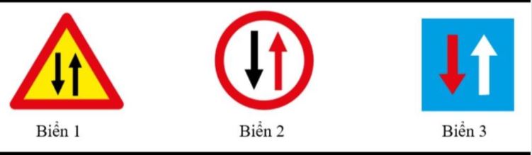 Biển báo nào dưới đây chỉ dẫn được ưu tiên qua đường hẹp?