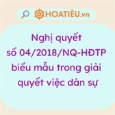 Nghị quyết 04/2018/NQ-HĐTP biểu mẫu trong giải quyết việc dân sự