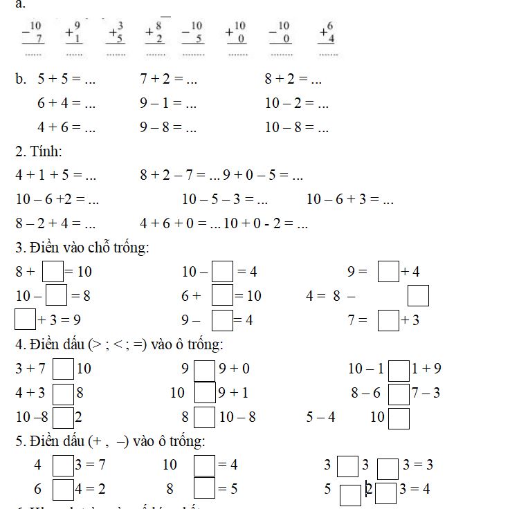 Bài tập Tết lớp 1 năm 2024