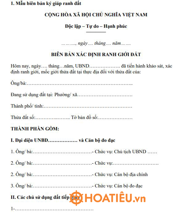 Biên bản ký giáp ranh đất 2024