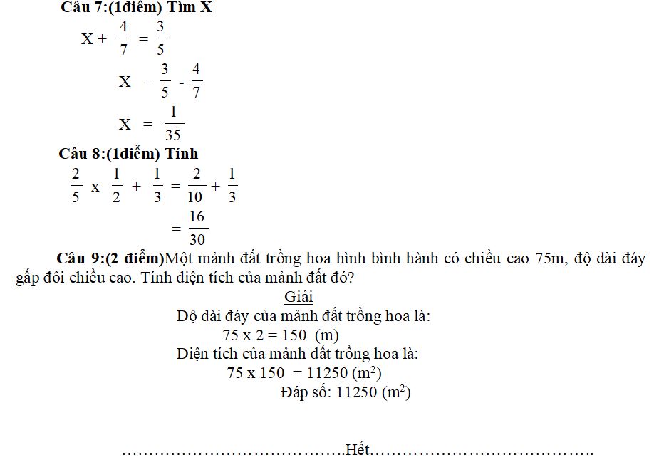 Đề thi giữa học kì 2 Toán lớp 4