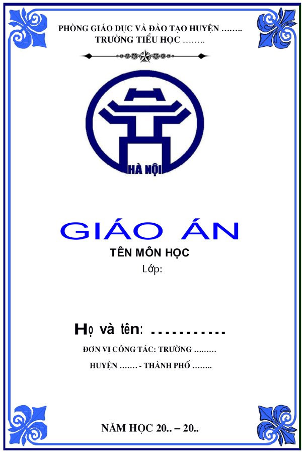 Mẫu khung bìa giáo án đẹp đơn giản