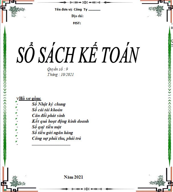 Mẫu bìa Sổ Kế Toán đẹp