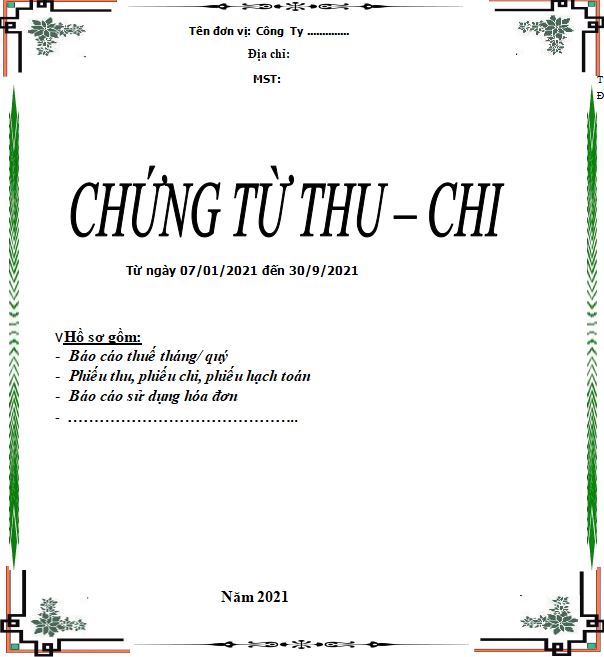 Mẫu bìa sổ sách kế toán