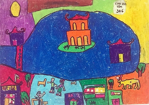 Vẽ tranh về hà nội đơn giản