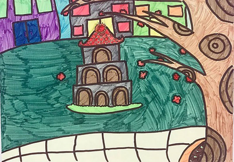 Vẽ tranh về tháp rùa của hà nội