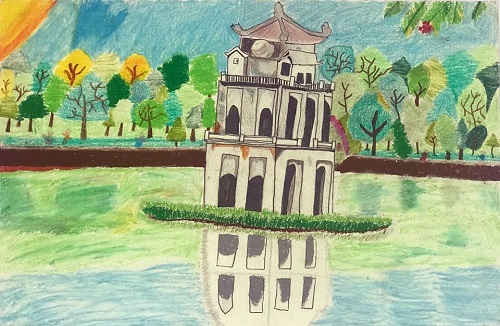  Vẽ tranh Hà Nội trong em đơn giản
