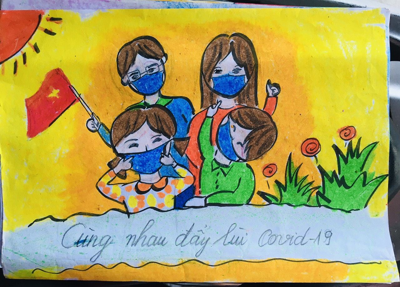 Vẽ tranh em yêu màu áo xanh đơn giản