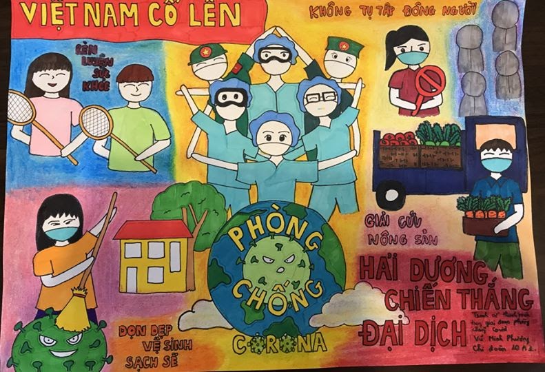 Vẽ tranh em yêu màu áo xanh Bình Định