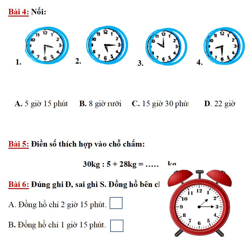 Đề thi giữa kì 2 lớp 2 môn Toán sách Kết nối tri thức với cuộc sống
