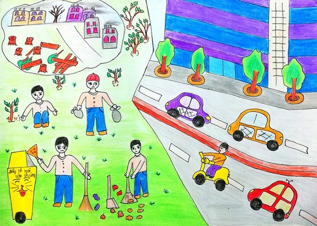 Mẫu tranh vẽ Vì một hành tinh xanh