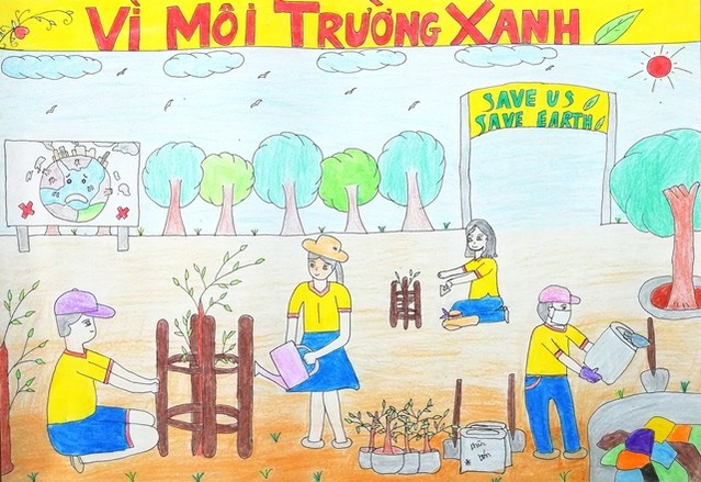Mẫu tranh vẽ Vì một hành tinh xanh