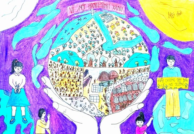 Mẫu tranh vẽ Vì một hành tinh xanh