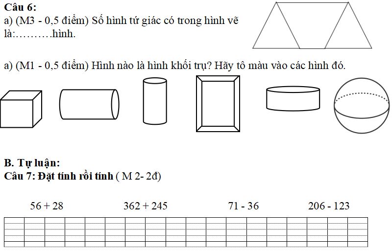 Đề kiểm tra Toán lớp 2 bộ Cánh Diều