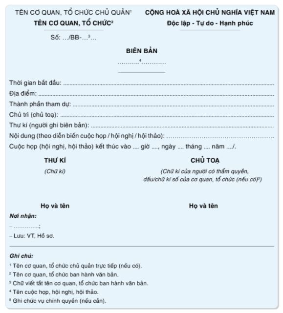 Viết biên bản về một cuộc họp, cuộc thảo luận hay một vụ việc