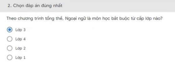 Đáp án mô đun 4 Môn Tiếng Anh Tiểu học