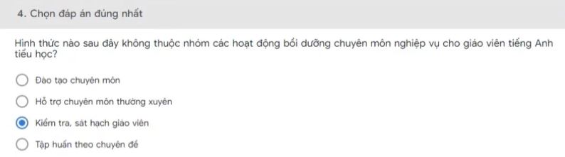 Đáp án mô đun 4 Môn Tiếng Anh