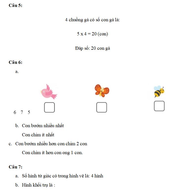 Đề thi toán lớp 2