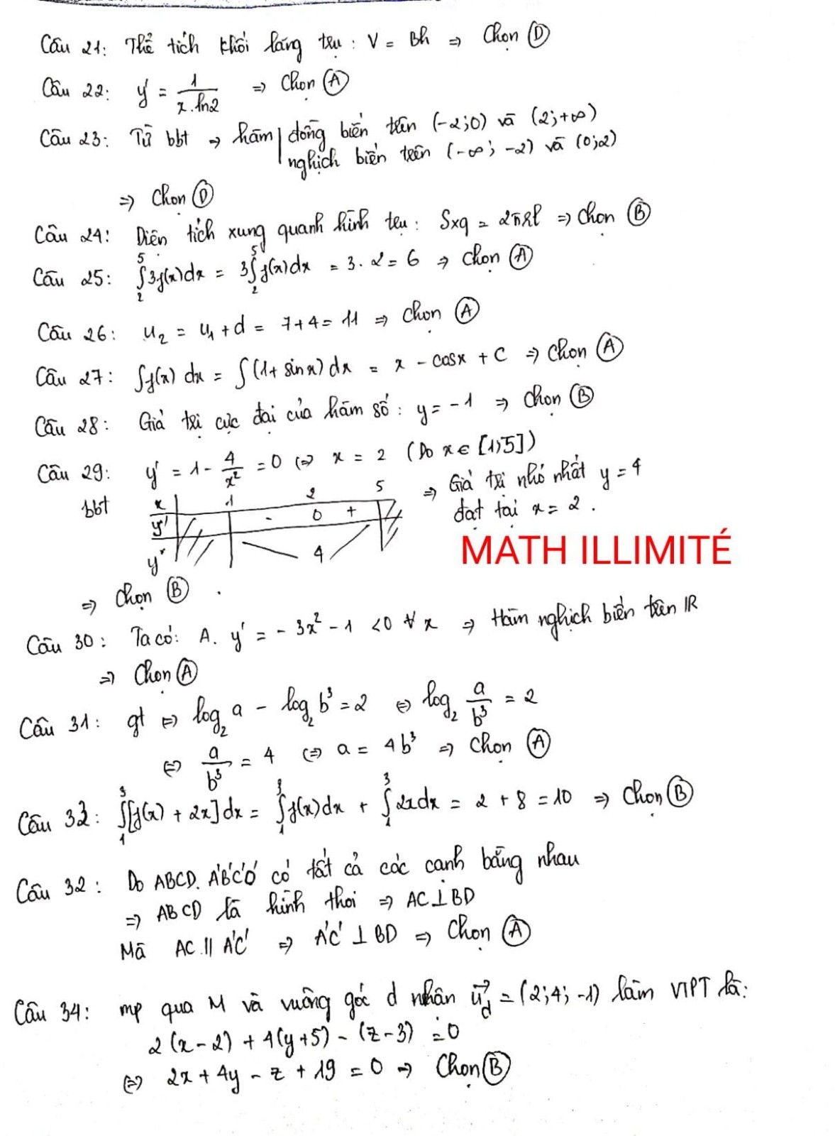 Đáp án chi tiết đề minh họa 2022 môn Toán
