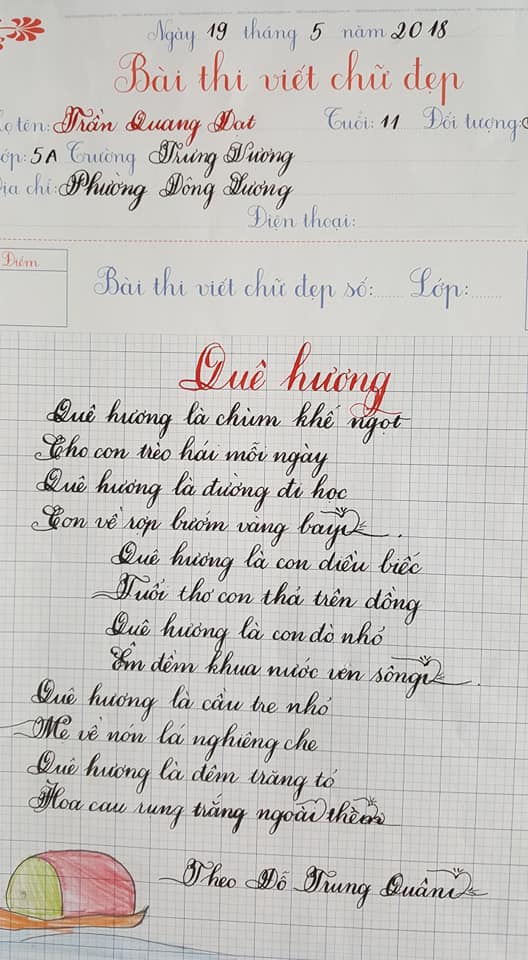 Bài mẫu luyện viết chữ đẹp