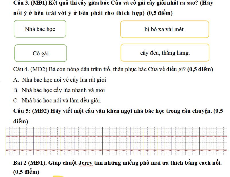 Đề thi Tiếng Việt học kì 2 lớp 2 sách Kết nối tri thức với cuộc sống