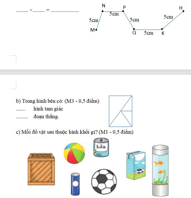 Đề kiểm tra lớp 2 học kì II bộ Kết nối tri thức môn Toán