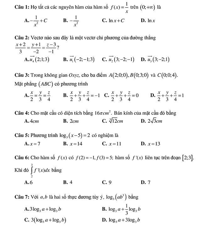 Đề thi thử Sở giáo dục Hà Nội 2022 môn Toán