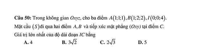 Đề thi thử Sở giáo dục Hà Nội 2022 môn Toán