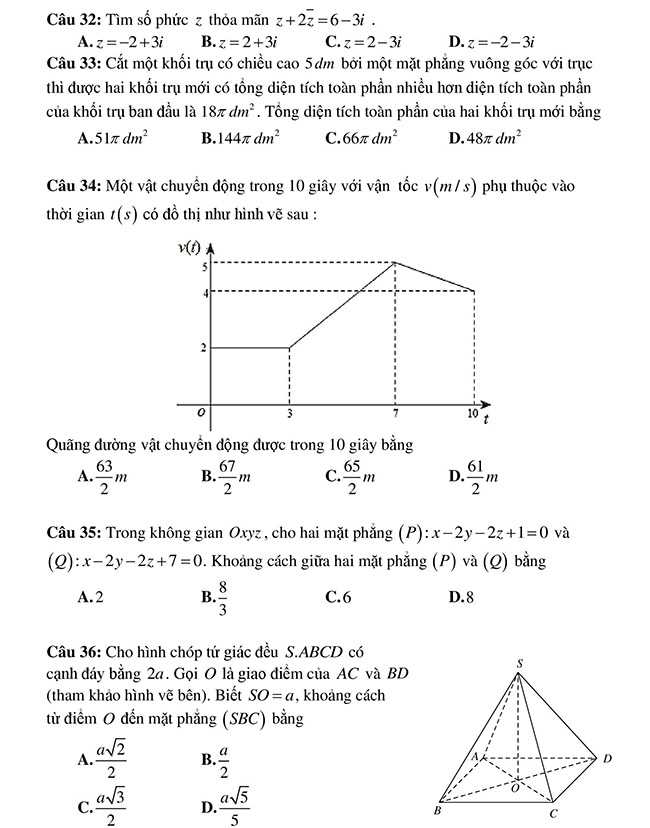 Đề thi thử Sở giáo dục Hà Nội 2022 môn Toán