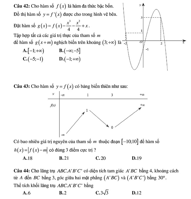 Đề thi thử Sở giáo dục Hà Nội 2022 môn Toán