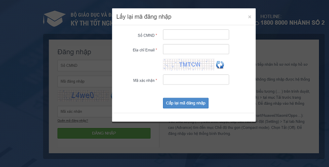 Cách lấy lại mã đăng nhập thi THPT Quốc gia 2024