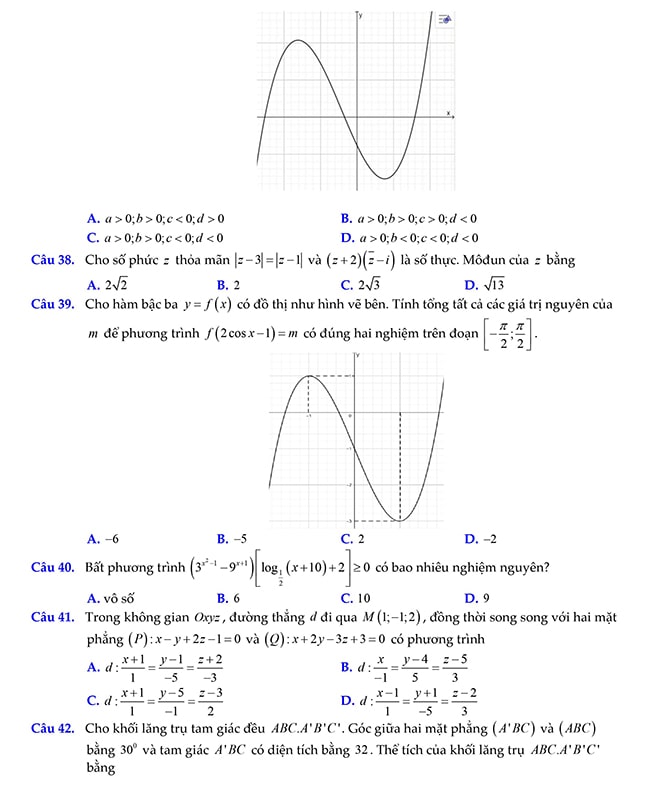 Đề thi thử THPT 2022 môn Toán Hà Tĩnh