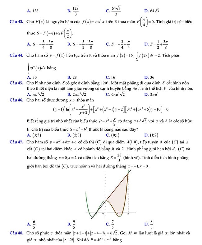 Đề thi thử THPT 2022 môn Toán Hà Tĩnh